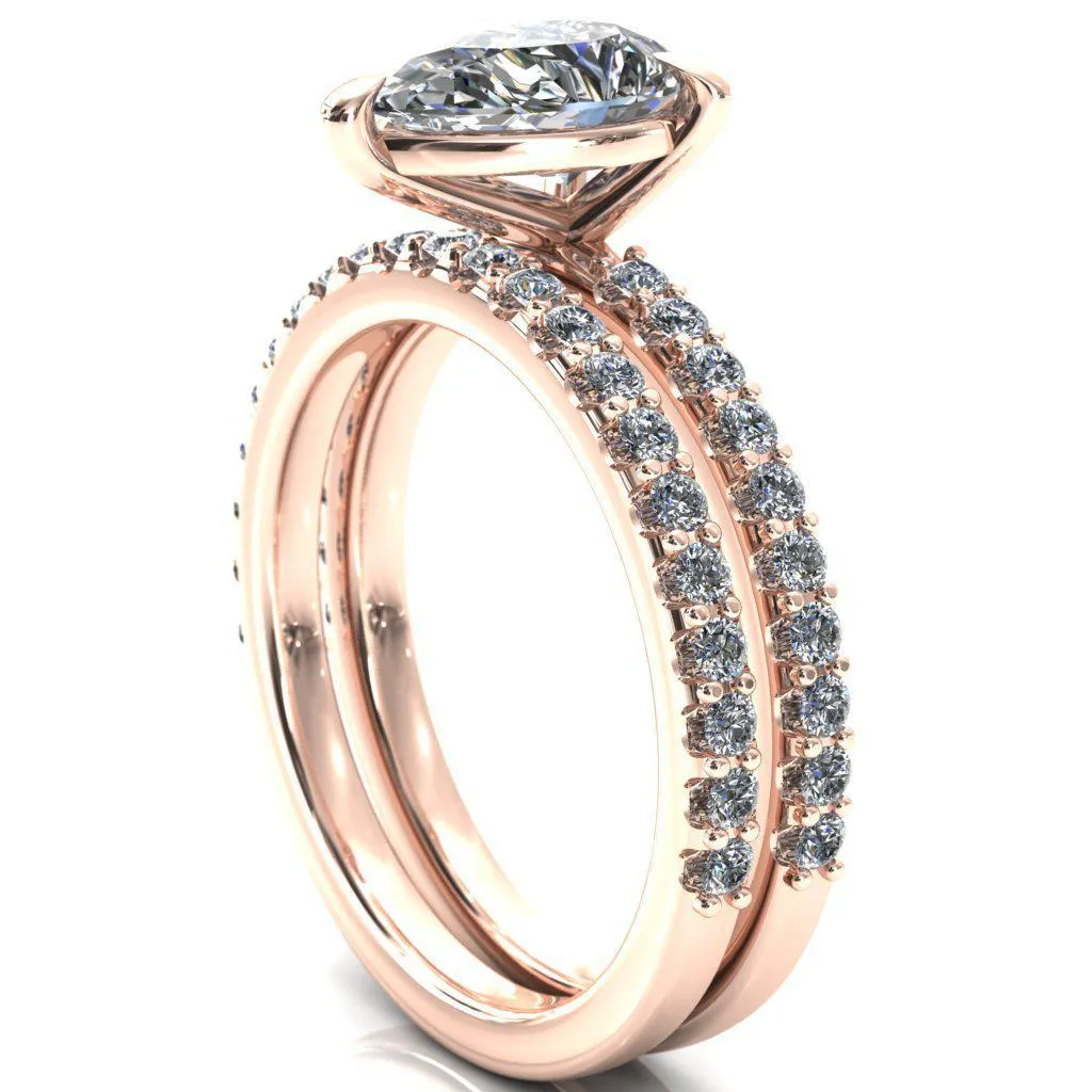 Beatrisa Pear Center Stone 3/4 Eternity 3 Prong Engagement Ring