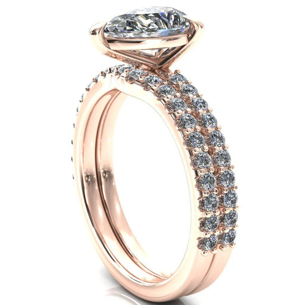 Beatrisa Pear Center Stone 3/4 Eternity 3 Prong Engagement Ring