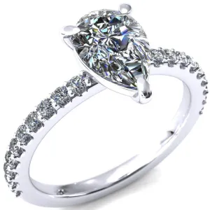 Beatrisa Pear Center Stone 3/4 Eternity 3 Prong Engagement Ring
