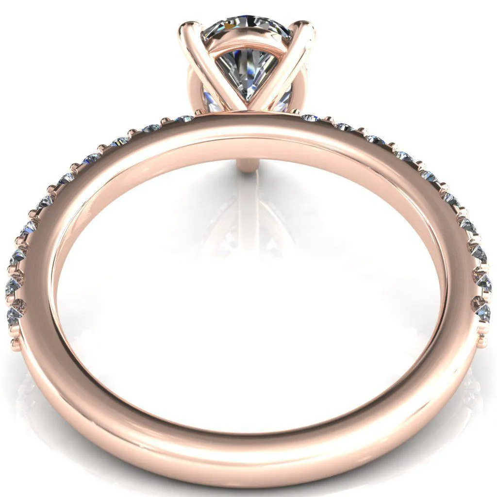 Beatrisa Pear Center Stone 3/4 Eternity 3 Prong Engagement Ring
