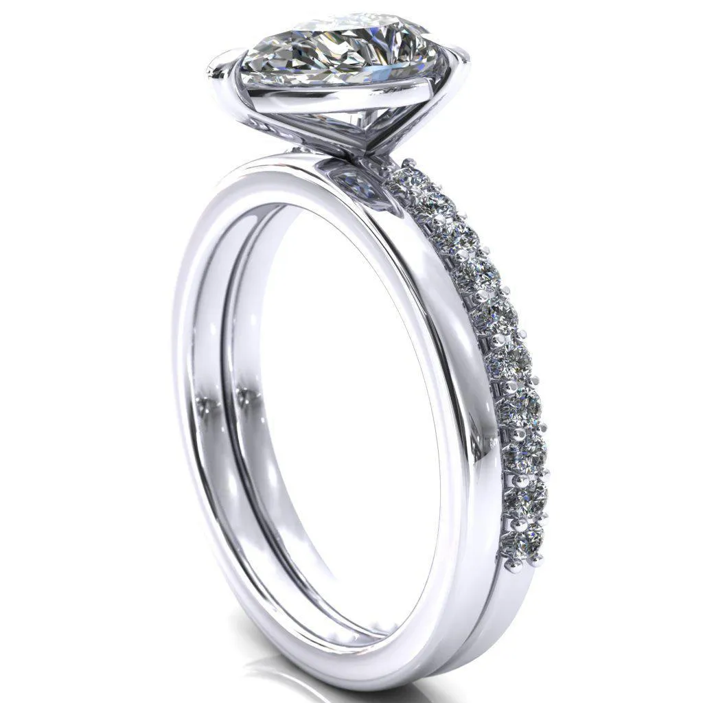 Beatrisa Pear Center Stone 3/4 Eternity 3 Prong Engagement Ring