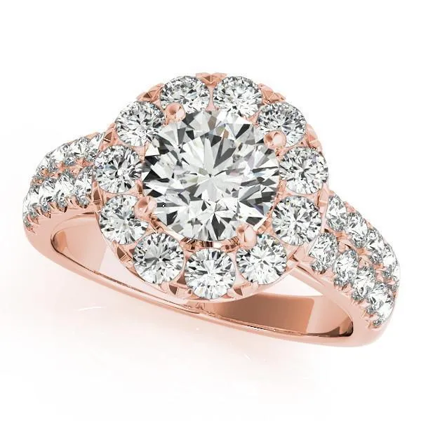 Becky Round Center Stone Halo Cathedral Engagement Ring