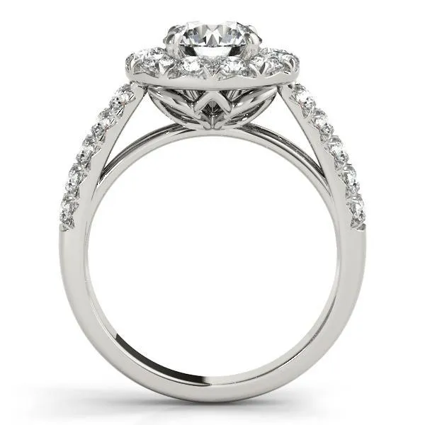 Becky Round Center Stone Halo Cathedral Engagement Ring