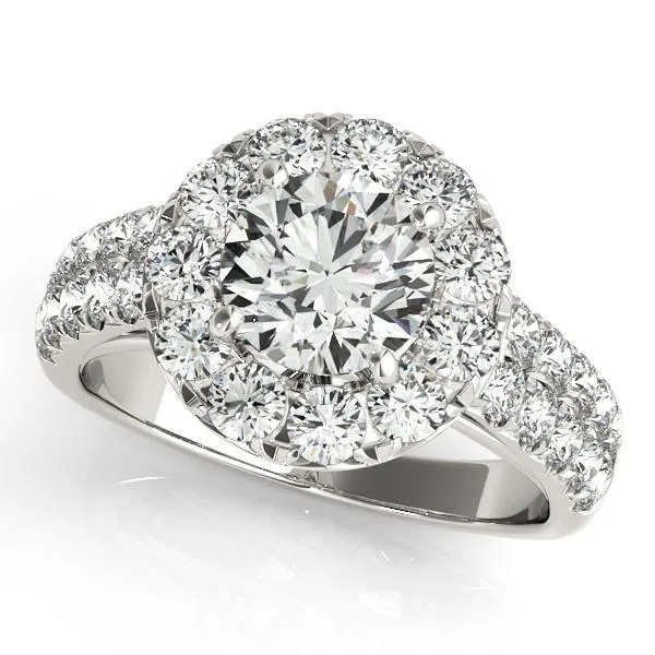 Becky Round Center Stone Halo Cathedral Engagement Ring