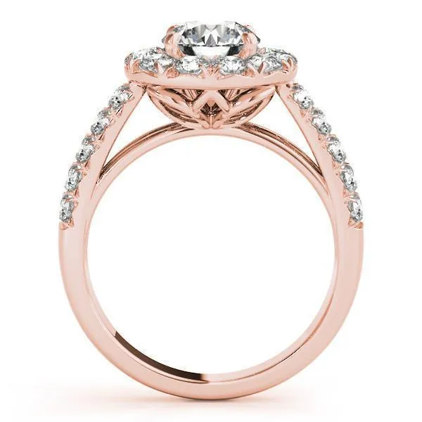 Becky Round Center Stone Halo Cathedral Engagement Ring
