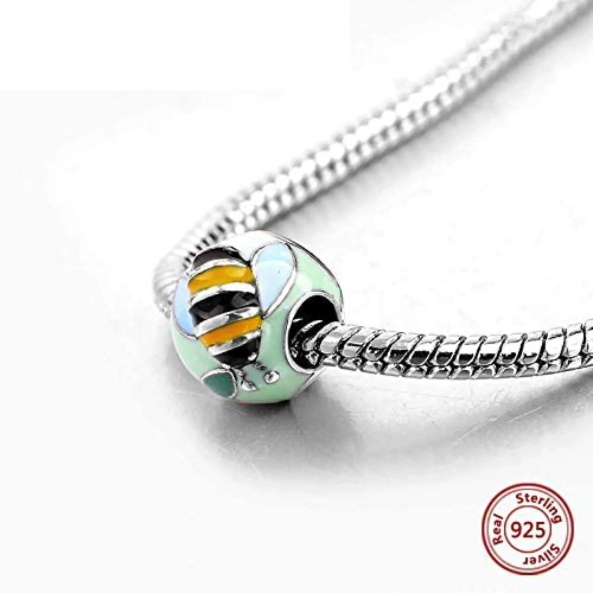 Bee Flower Garden Enamel Bead Charm
