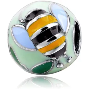 Bee Flower Garden Enamel Bead Charm