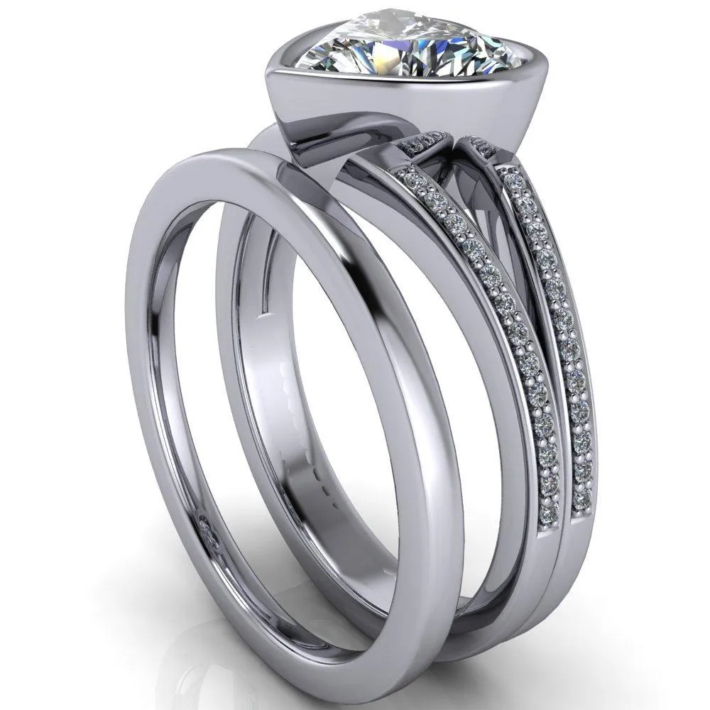 Bethany Heart Moissanite Full Bezel Split Shank Diamond Channel Ring