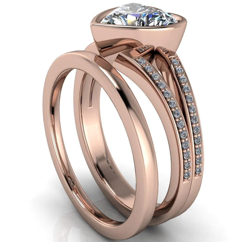 Bethany Heart Moissanite Full Bezel Split Shank Diamond Channel Ring