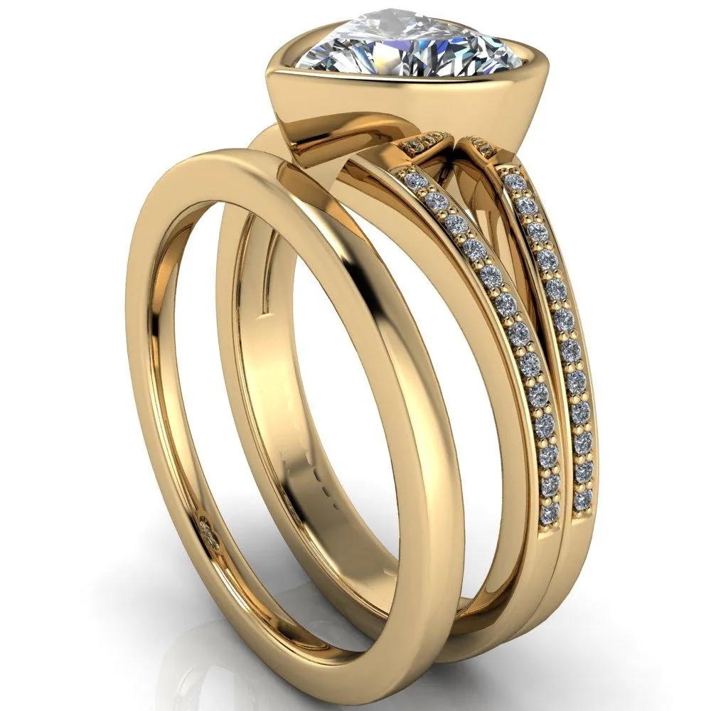 Bethany Heart Moissanite Full Bezel Split Shank Diamond Channel Ring