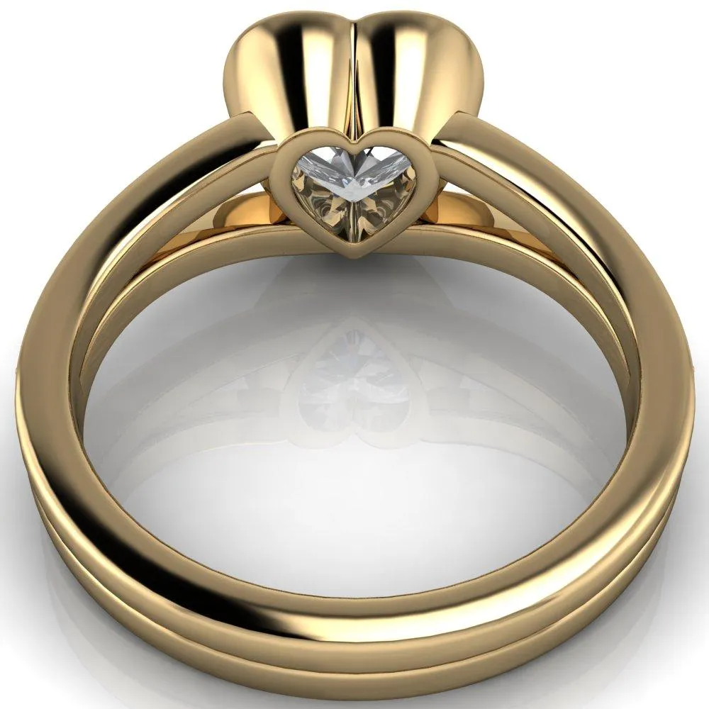 Bethany Heart Moissanite Full Bezel Split Shank Diamond Channel Ring