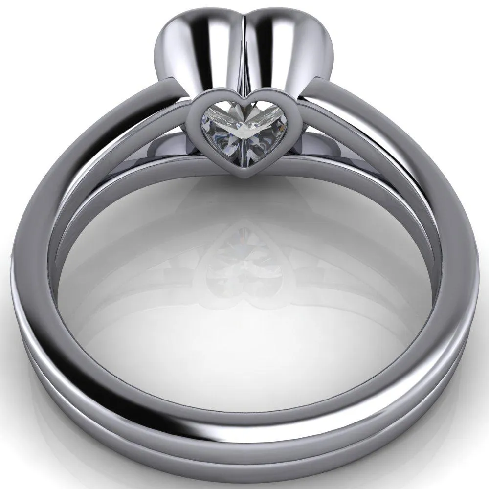 Bethany Heart Moissanite Full Bezel Split Shank Diamond Channel Ring