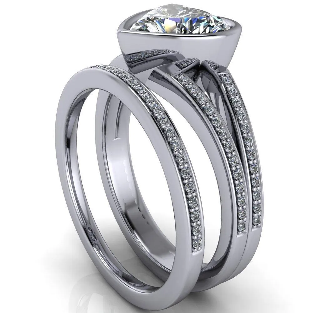 Bethany Heart Moissanite Full Bezel Split Shank Diamond Channel Ring