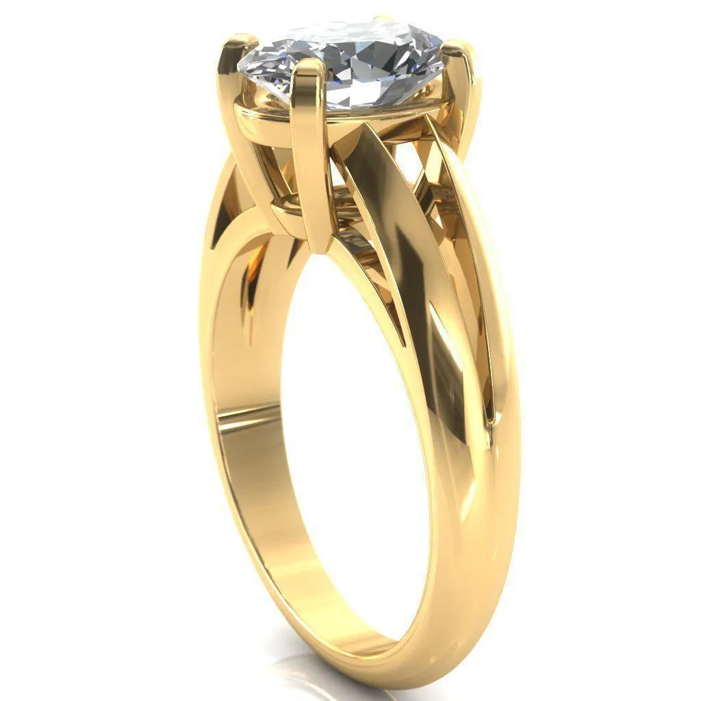 Beverley Oval Center Stone 4 Prong Split Shank High Setting Cathedral Ring
