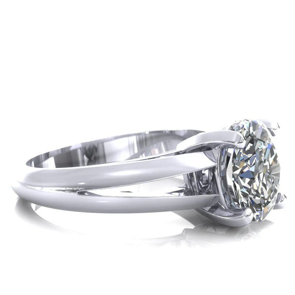 Beverley Oval Center Stone 4 Prong Split Shank High Setting Cathedral Ring
