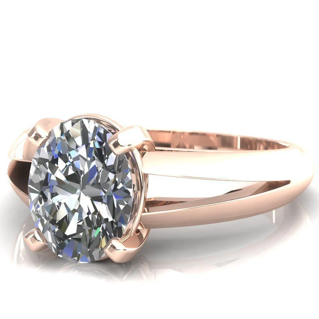 Beverley Oval Center Stone 4 Prong Split Shank High Setting Cathedral Ring