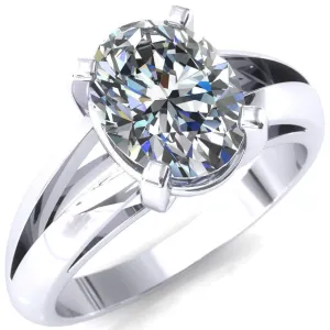 Beverley Oval Center Stone 4 Prong Split Shank High Setting Cathedral Ring