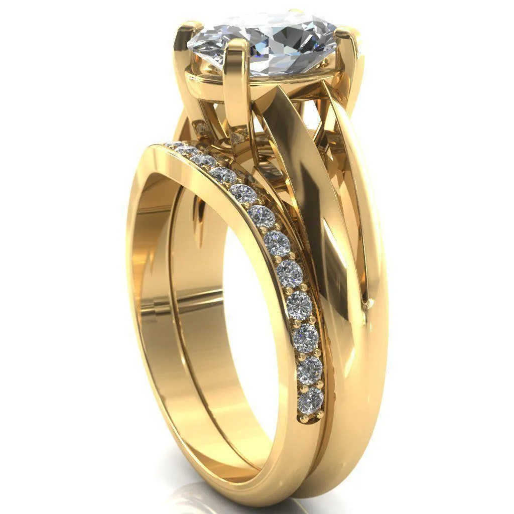 Beverley Oval Center Stone 4 Prong Split Shank High Setting Cathedral Ring