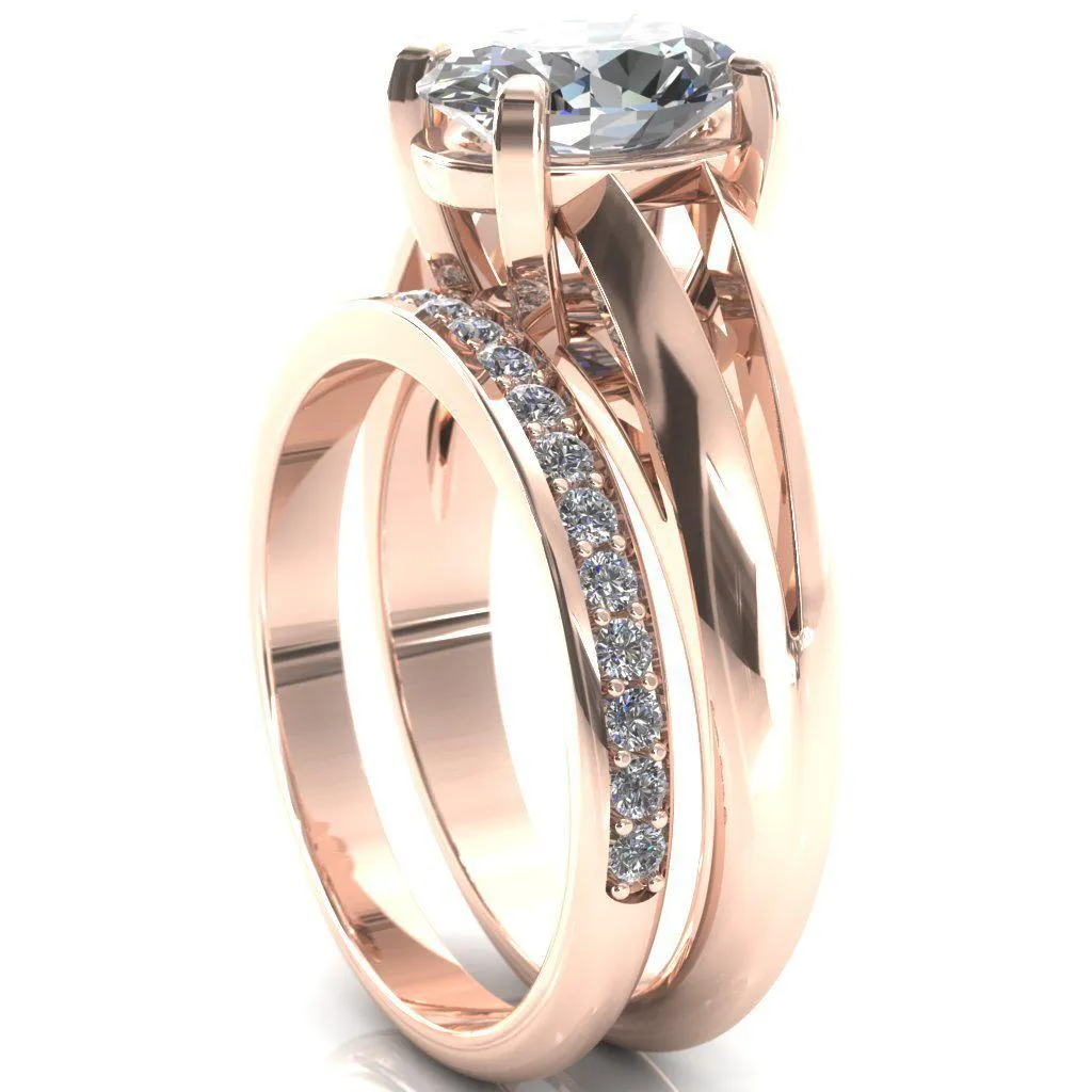 Beverley Oval Center Stone 4 Prong Split Shank High Setting Cathedral Ring