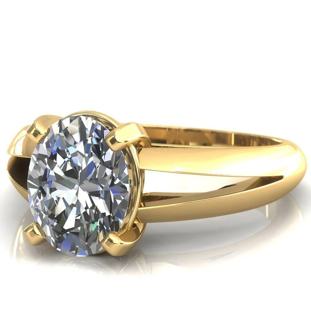 Beverley Oval Center Stone 4 Prong Split Shank High Setting Cathedral Ring