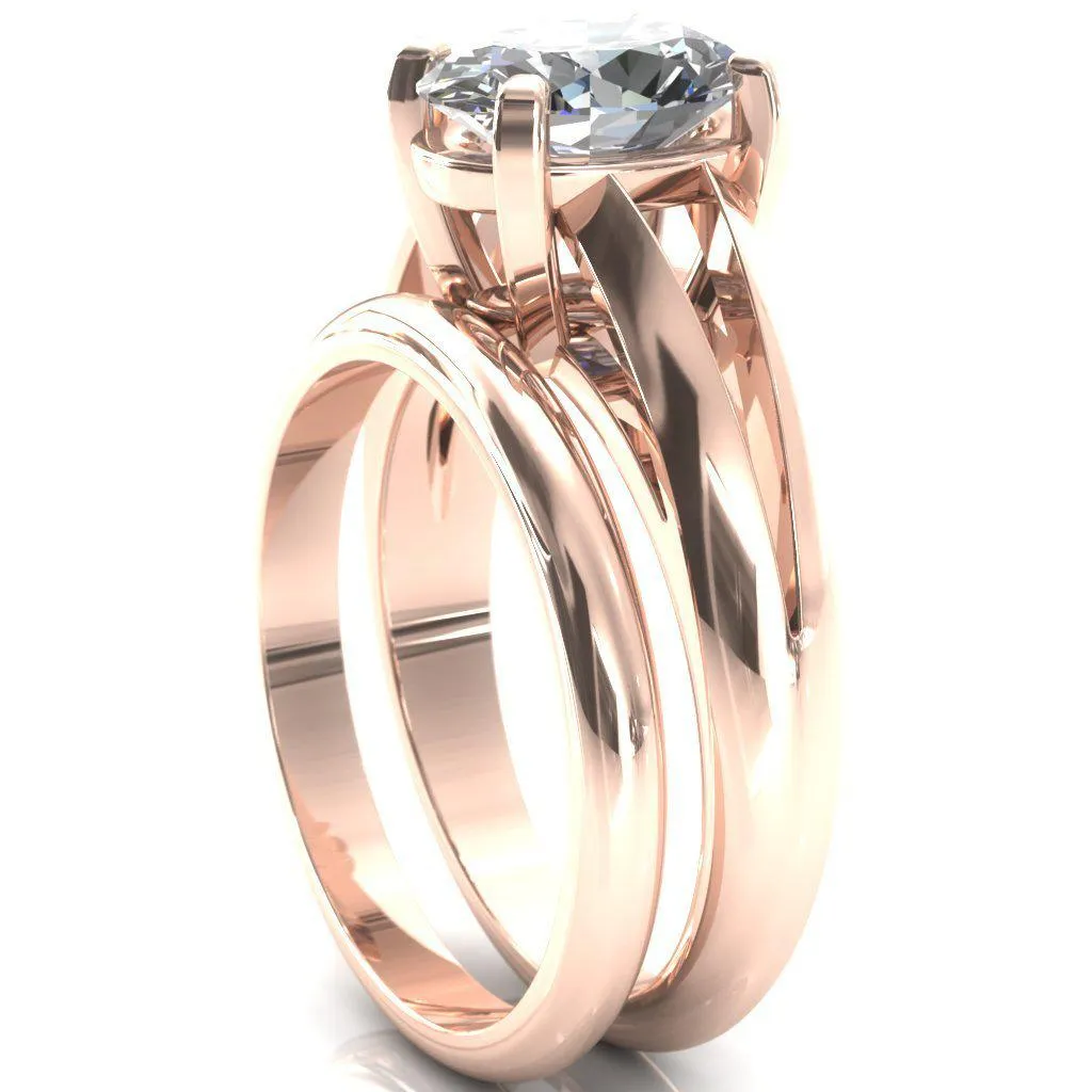 Beverley Oval Center Stone 4 Prong Split Shank High Setting Cathedral Ring