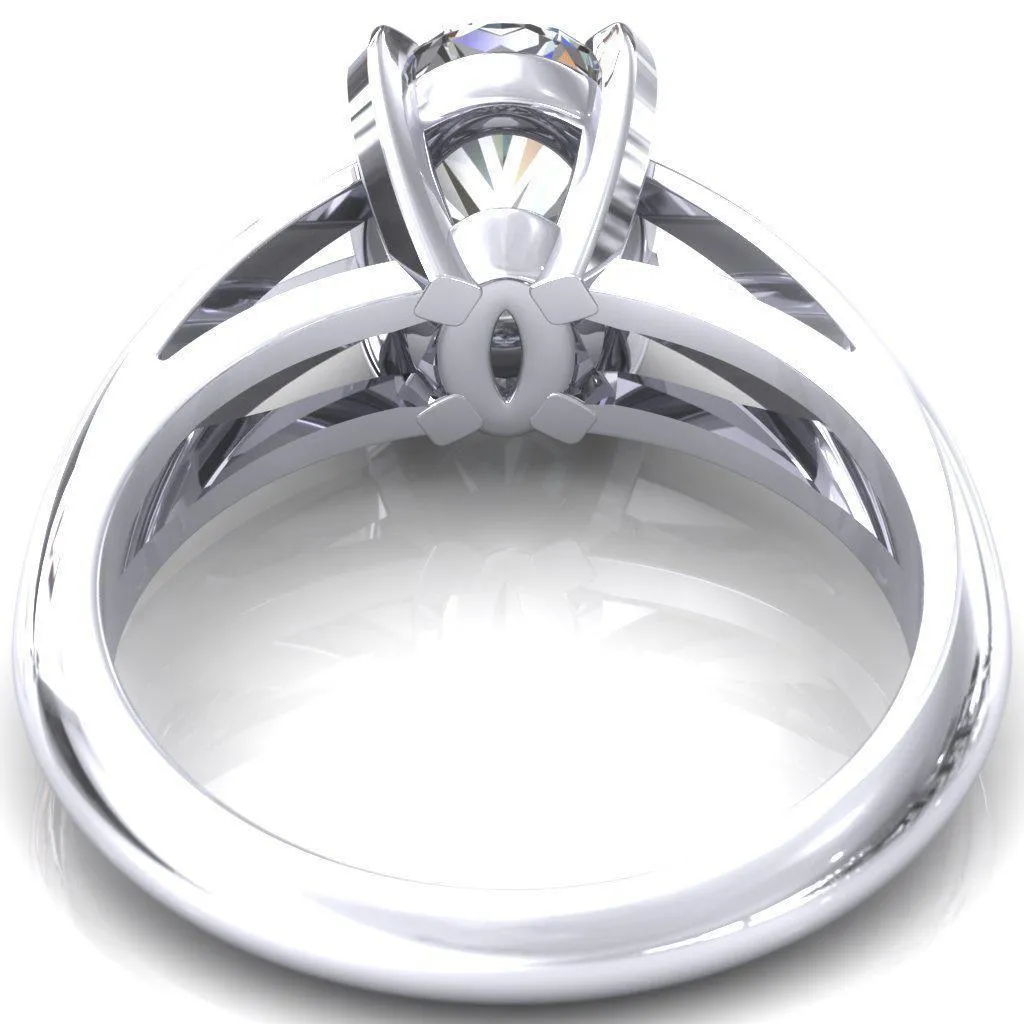 Beverley Oval Center Stone 4 Prong Split Shank High Setting Cathedral Ring