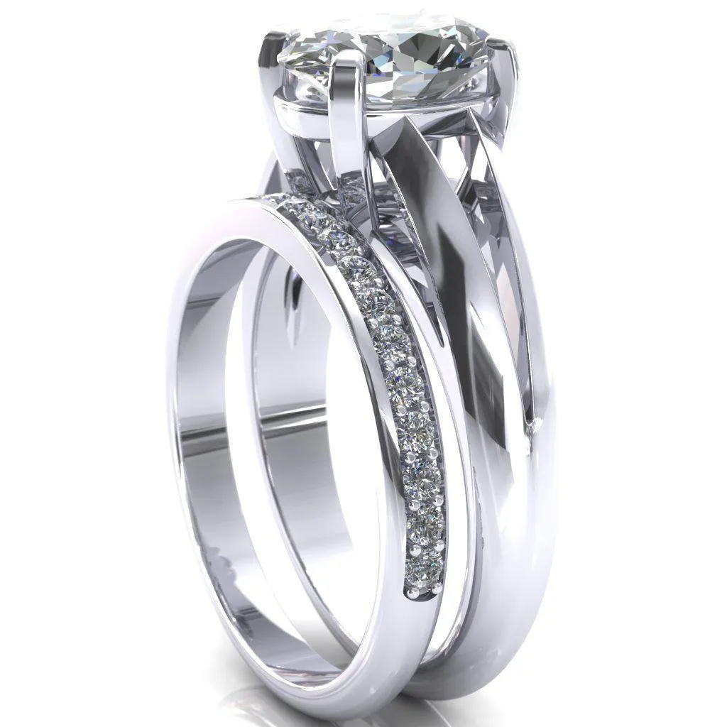 Beverley Oval Center Stone 4 Prong Split Shank High Setting Cathedral Ring