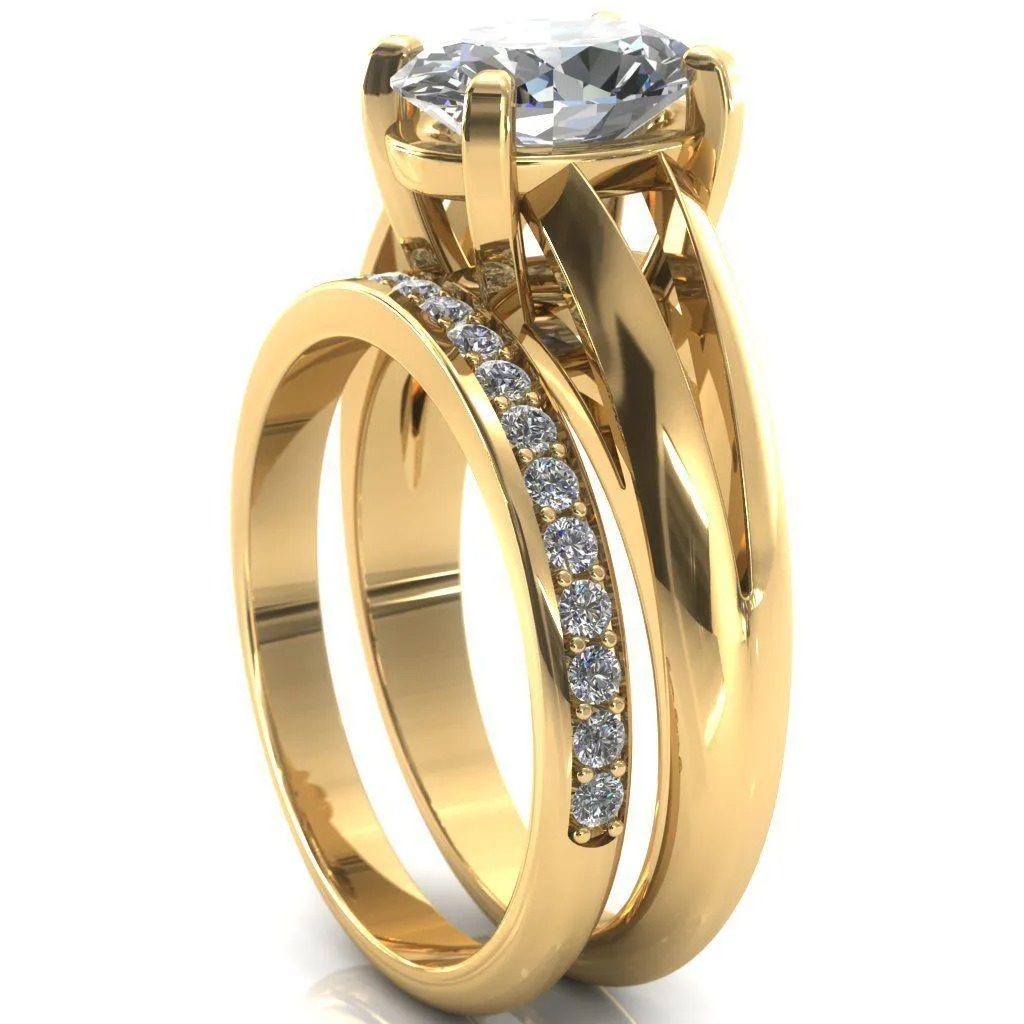 Beverley Oval Center Stone 4 Prong Split Shank High Setting Cathedral Ring