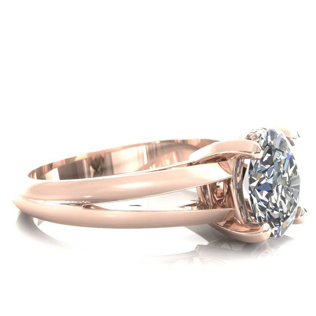 Beverley Oval Center Stone 4 Prong Split Shank High Setting Cathedral Ring