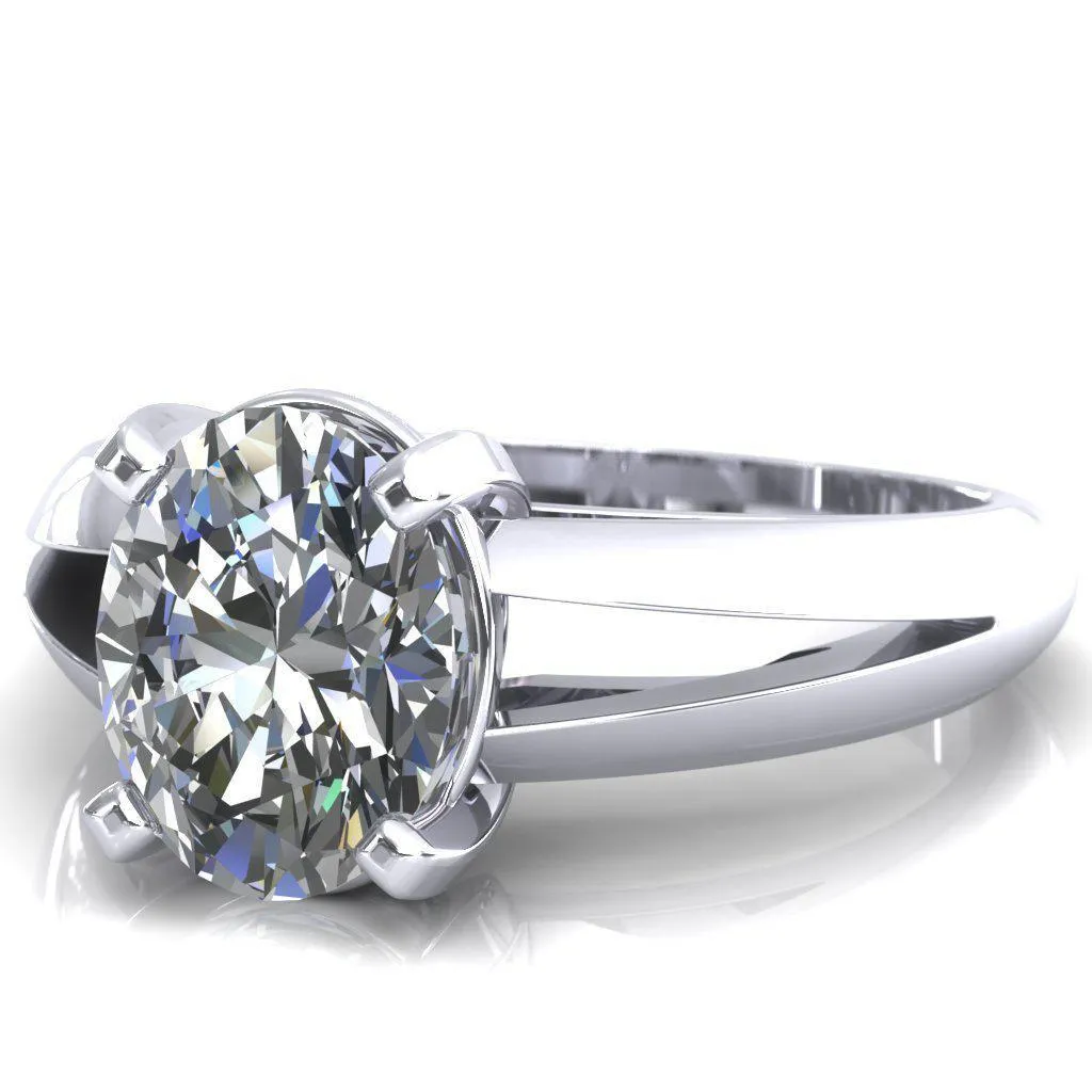 Beverley Oval Center Stone 4 Prong Split Shank High Setting Cathedral Ring