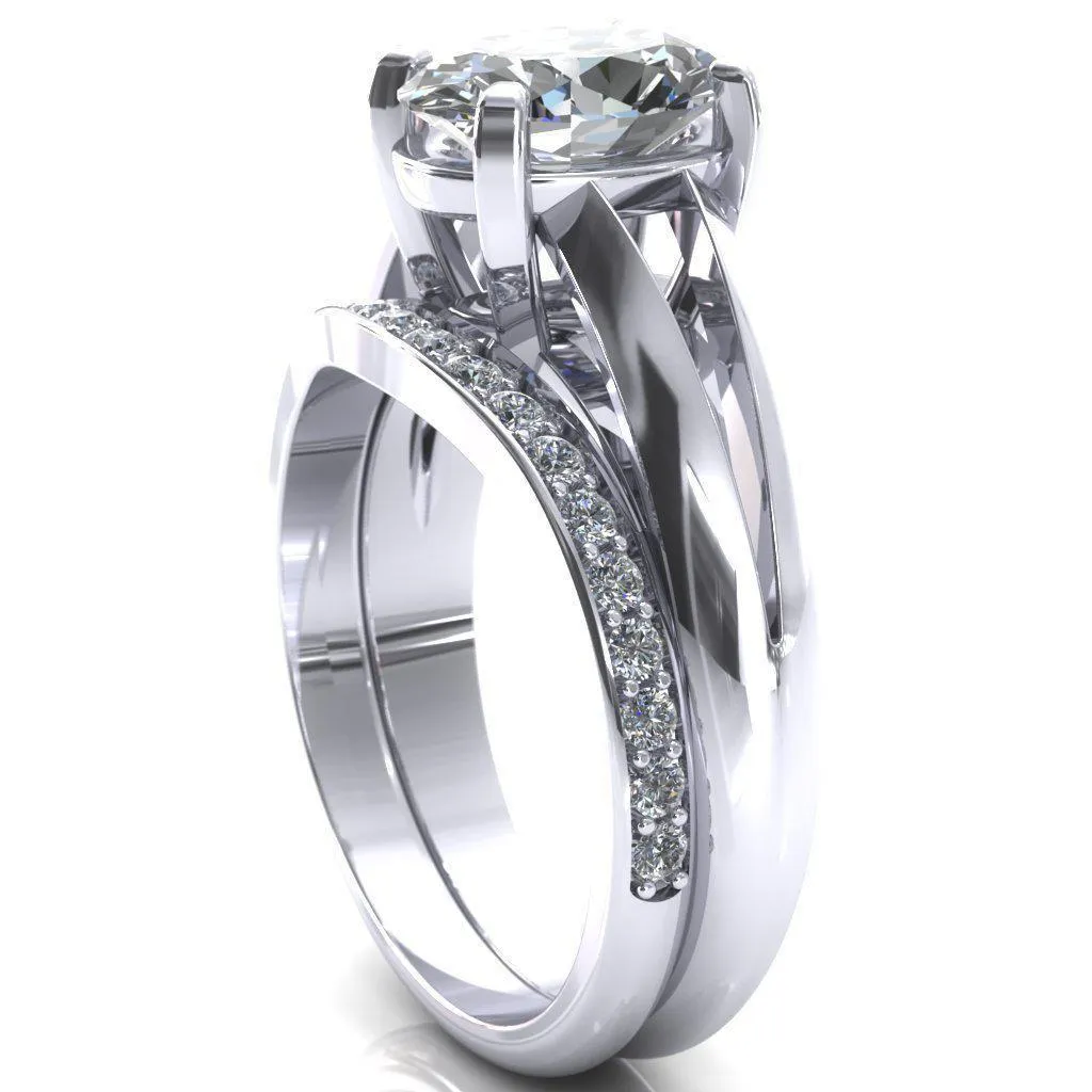 Beverley Oval Center Stone 4 Prong Split Shank High Setting Cathedral Ring