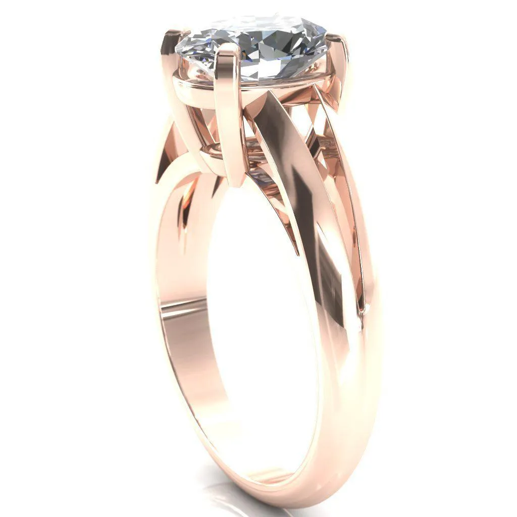 Beverley Oval Center Stone 4 Prong Split Shank High Setting Cathedral Ring