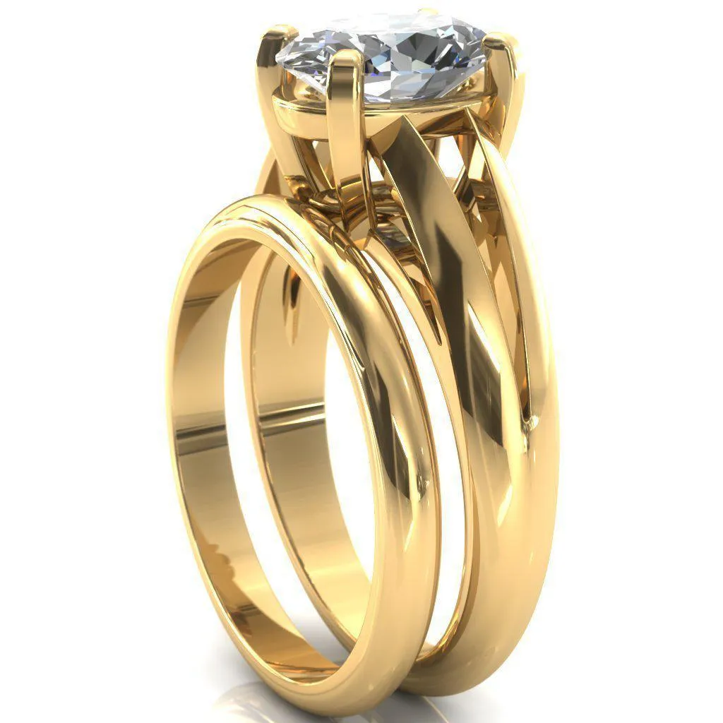 Beverley Oval Center Stone 4 Prong Split Shank High Setting Cathedral Ring