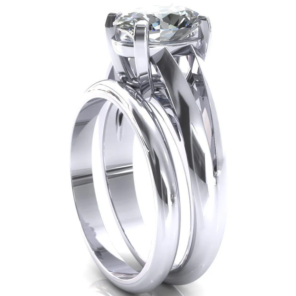 Beverley Oval Center Stone 4 Prong Split Shank High Setting Cathedral Ring