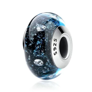Black Bubbles Murano Bead Charm