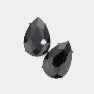 Black Crystal Teardrop Stud Earrings  | Pageant Earrings | Interview Earrings | 530613