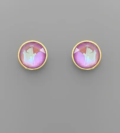 Bling Gold Circle Earrings Lavender