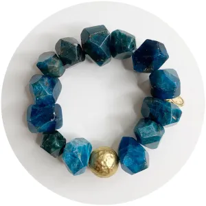 Blue Apatite Nugget with Hammered Gold Accent