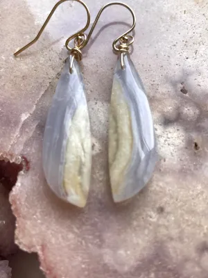 Blue Lace Agate Earrings Gold filled