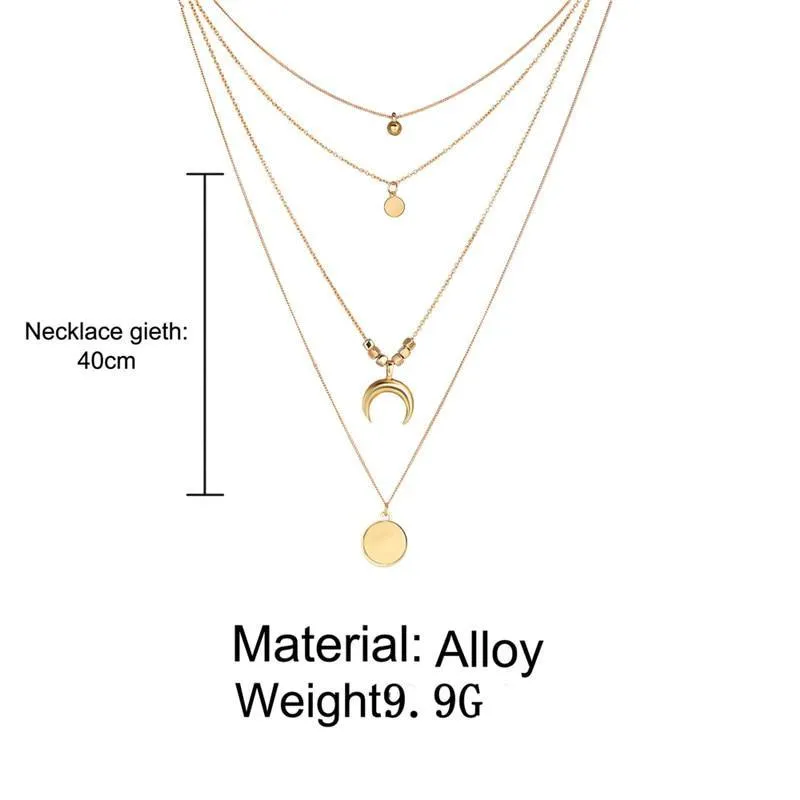 Boho Coin Shell Rose Pendant Necklace For Girl Moon Crystal Choker Necklaces Women Beach Fashion Statement  Jewelry