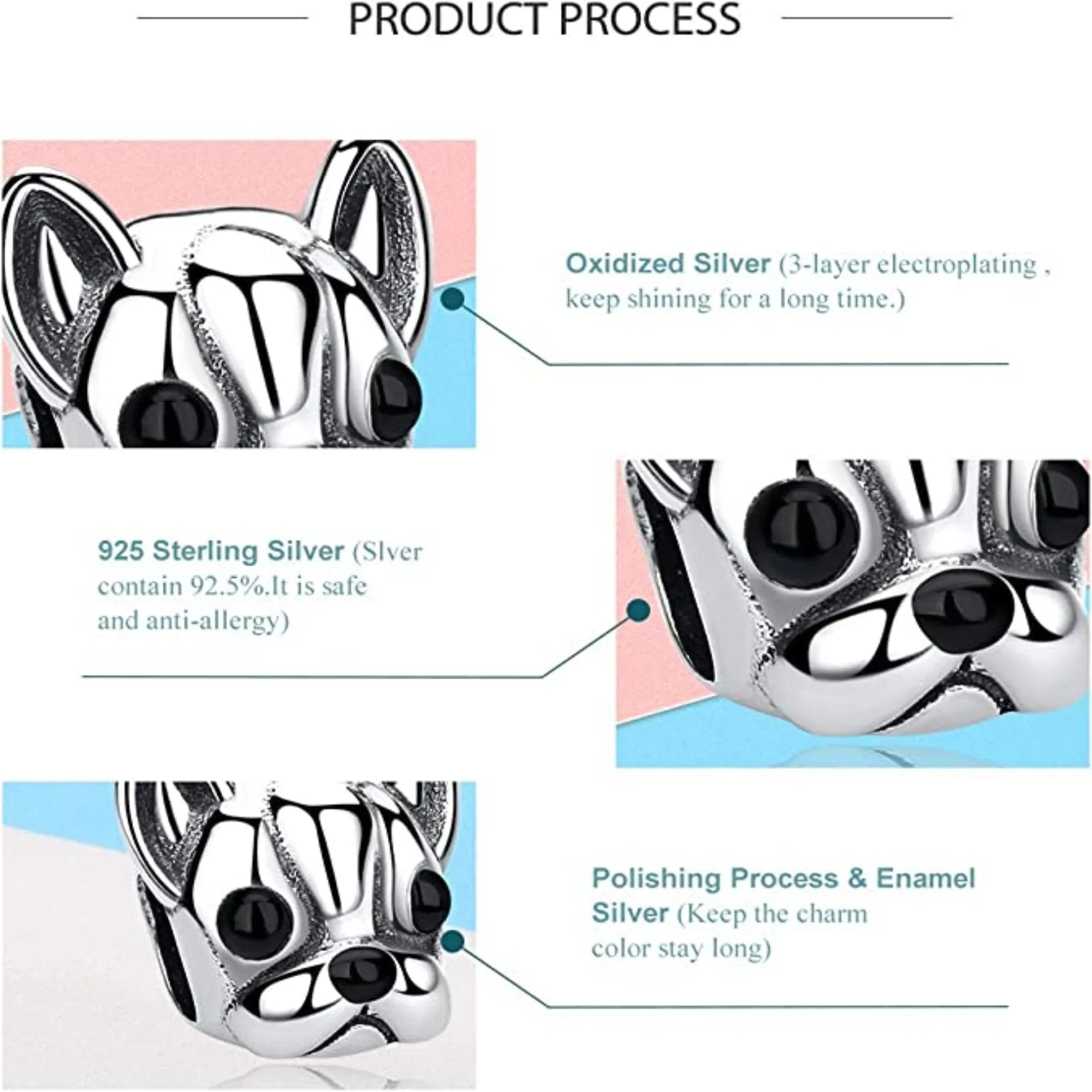 Boston Terrier Bulldog Bead Charm