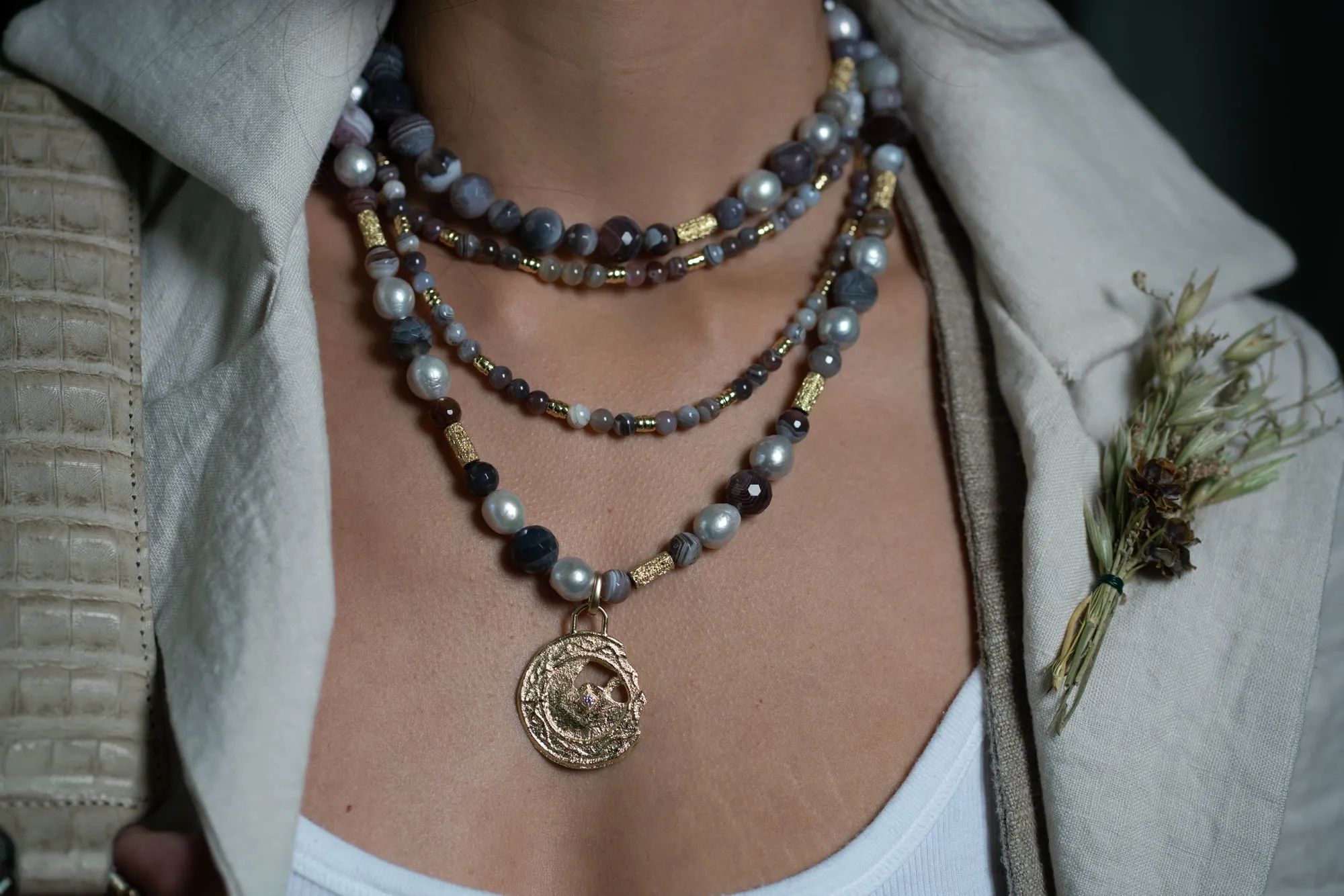 Botswana Agate Beaded Necklace