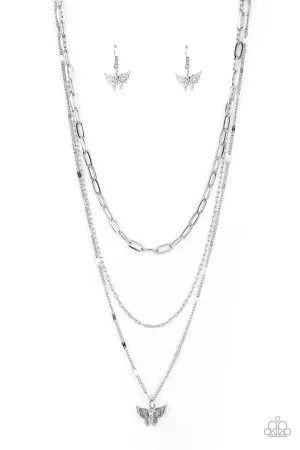 Bountiful Butterflies White Paparazzi Necklace