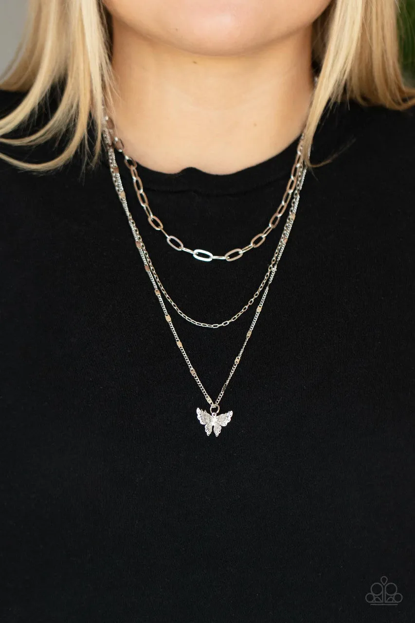 Bountiful Butterflies White Paparazzi Necklace