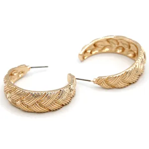 Braided Knot C Hoop 30mm Gold Earrings