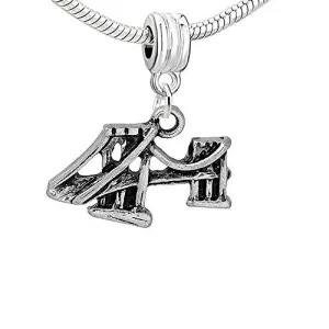 Brooklyn Bridge Dangle Charm Pendant for European Snake Chain Bracelet