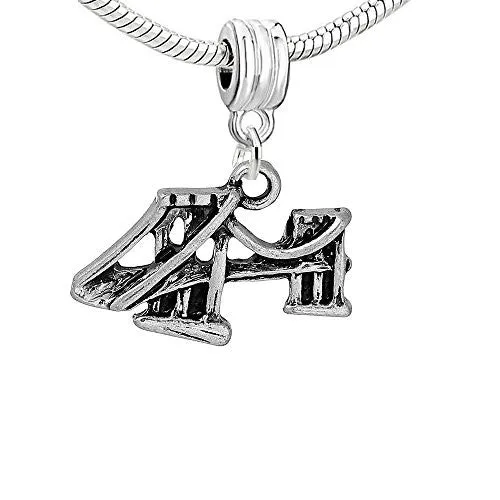 Brooklyn Bridge Dangle Charm Pendant for European Snake Chain Bracelet