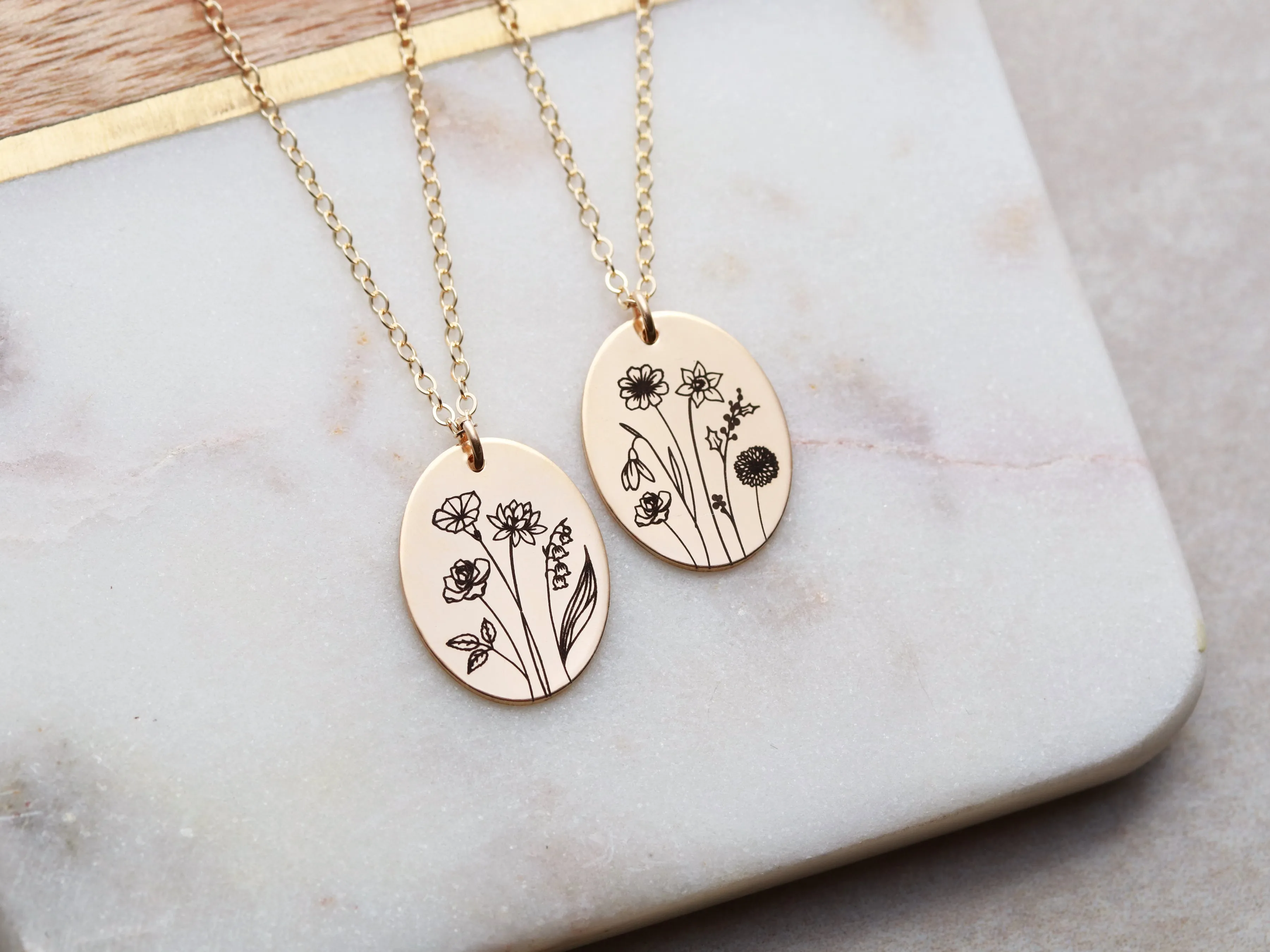 Build a Birth Flower Necklace | Oval