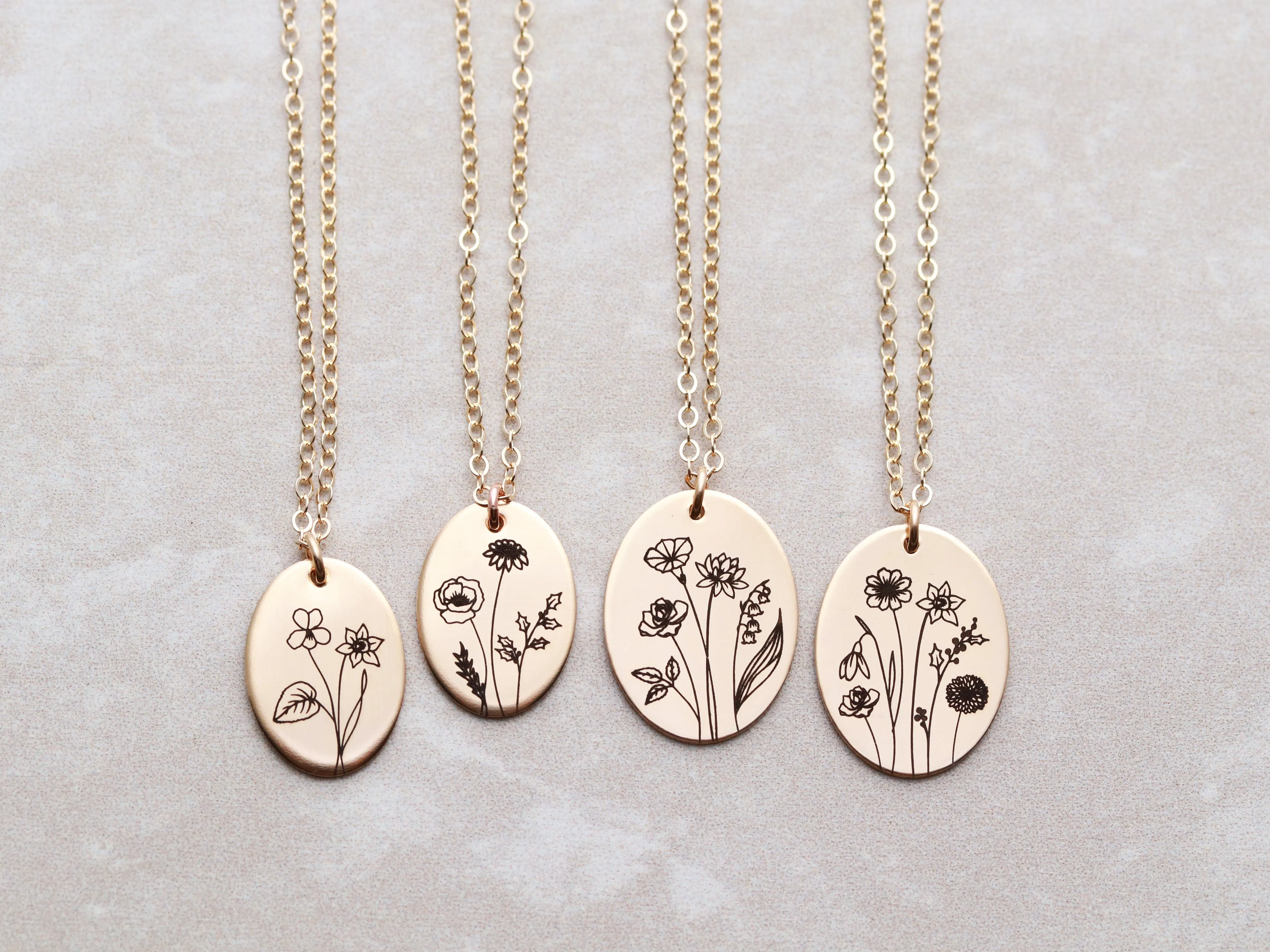 Build a Birth Flower Necklace | Oval