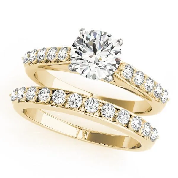 Callie Round Center Stone Shared Prong Under Bezel Diamond Side 4 Prong Engagement Ring